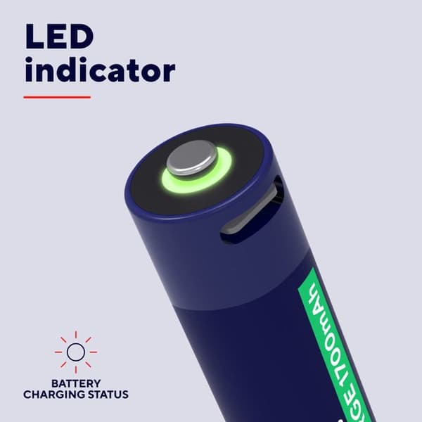 25631 Paket med 4 uppladdningsbara USB-C-batterier Trust typ AA - 1700 mAh - Laddningskabel ingår (R06)