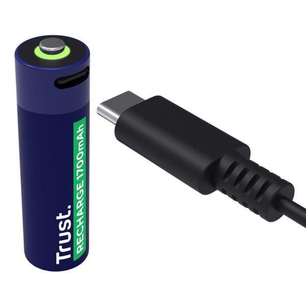25584 Pack med 2 USB-C uppladdningsbara batterier Trust typ AA - 1700 mAh (R06)