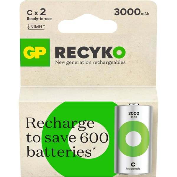 Batteri Recyko NiMH C HR14 3000mAh 2-Pak