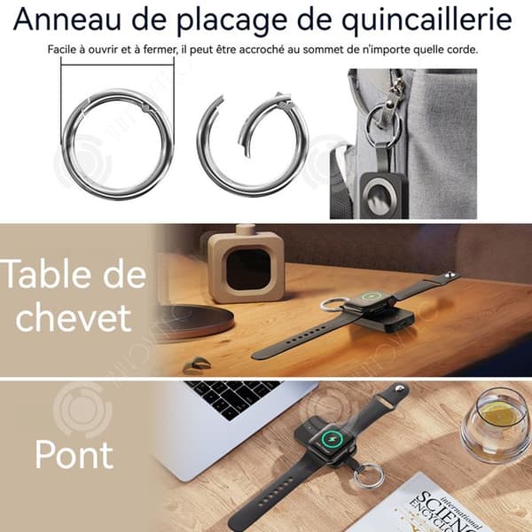 INN Mini magnetisk klockladdare 1000mah med nyckelring smartklocka bärbar laddare klocka power bank för 4/5/6/7/8/9/10