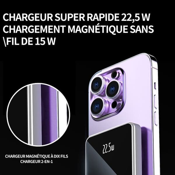 INN Externt batteri 10000mAh Lila Praktiskt magnetiskt externt batteri Magsafe externt batteri Magnetiskt externt batteri san F