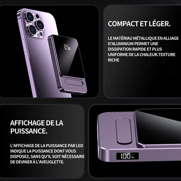 INN Externt batteri 10000mAh Lila Praktiskt magnetiskt externt batteri Magsafe externt batteri Magnetiskt externt batteri san F