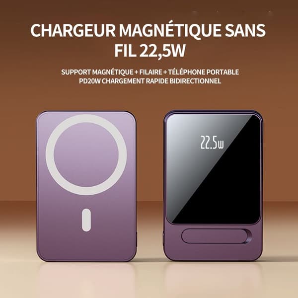 INN Externt batteri 10000mAh Lila Praktiskt magnetiskt externt batteri Magsafe externt batteri Magnetiskt externt batteri san F
