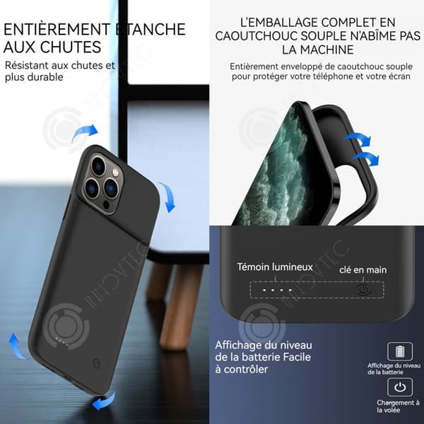 INN 5000mah externt batteri för iph16 pro max mobiltelefon baksida klämma batteri digital display strömförsörjning