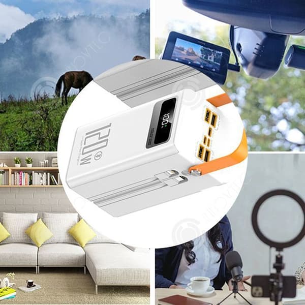 INN Externt batteri 60000mah PD 40w led display och ficklampa powerbank för telefon med 4 usb-utgångar och 3 ingångar