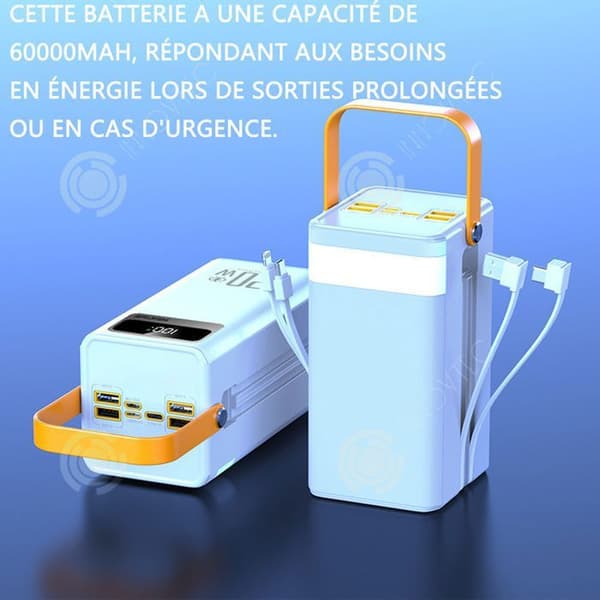 INN Externt batteri 60000mah PD 40w led display och ficklampa powerbank för telefon med 4 usb-utgångar och 3 ingångar