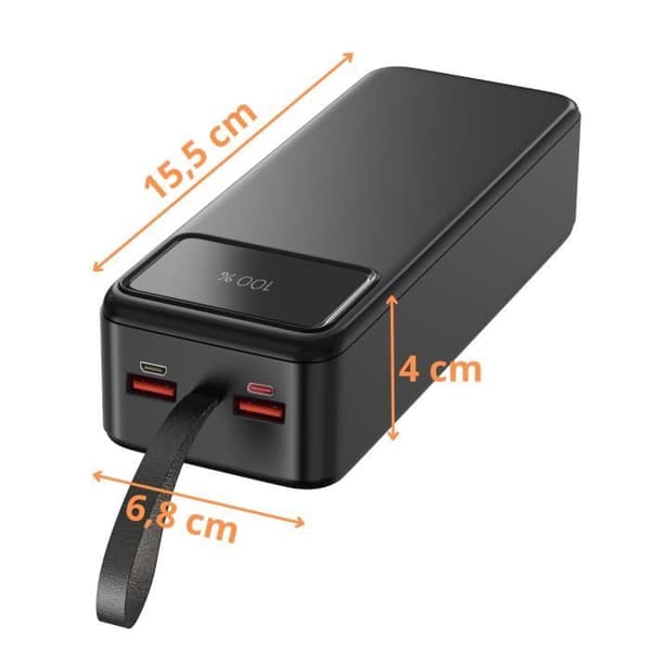 Externt batteri 30000mAh USB USB-C micro-USB Snabbladdning LED-skärm Phonillico®
