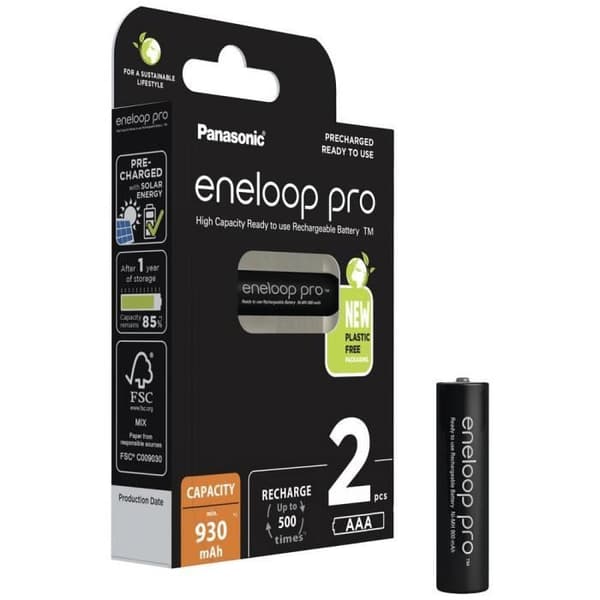 Panasonic eneloop pro HR03 Uppladdningsbart batteri LR3 (AAA) NiMH 930 mAh 1,2 V 2 st.