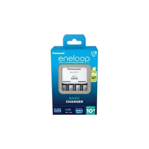 Panasonic eneloop Basic BQ-CC51 batteriladdare - plastic free - 4 x AAA - NiMH - Eurokontakt