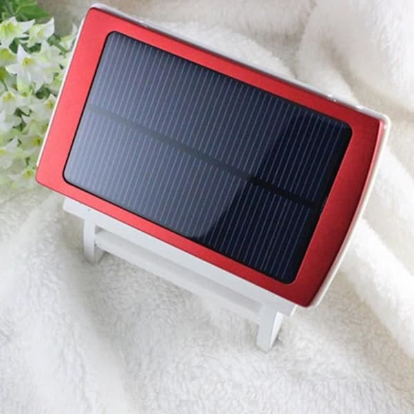 TD® Panel Multifunktionell Solar Laddare -10000 mAh Dubbel USB-port och adapter-Praktisk och pålitlig- Power Bank Vit och Röd
