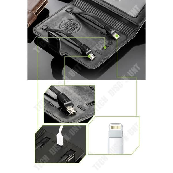TD® Bärbar batteriplånbok bärbar plånbokskorthållare android iphone 2 powerbankadapter nomad smartphone