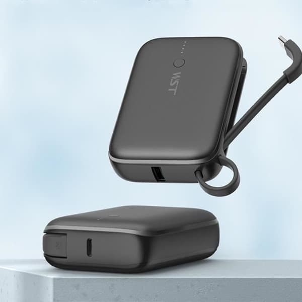 TD® 10000mAh powerbank med integrerad datakabel för snabb laddning