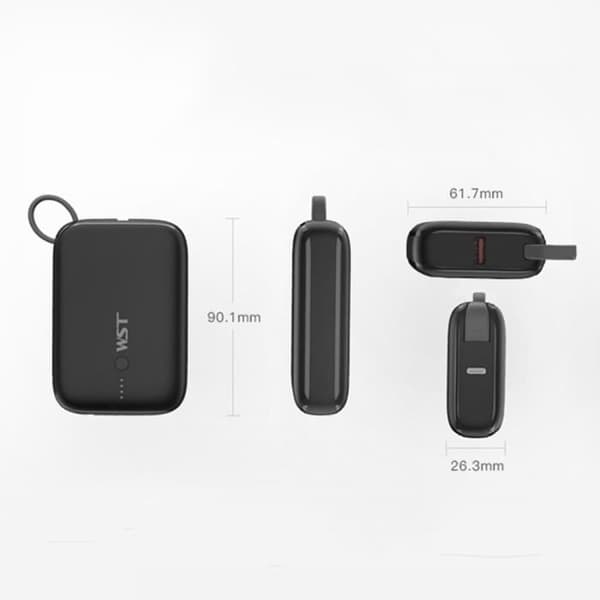 TD® 10000mAh powerbank med integrerad datakabel för snabb laddning