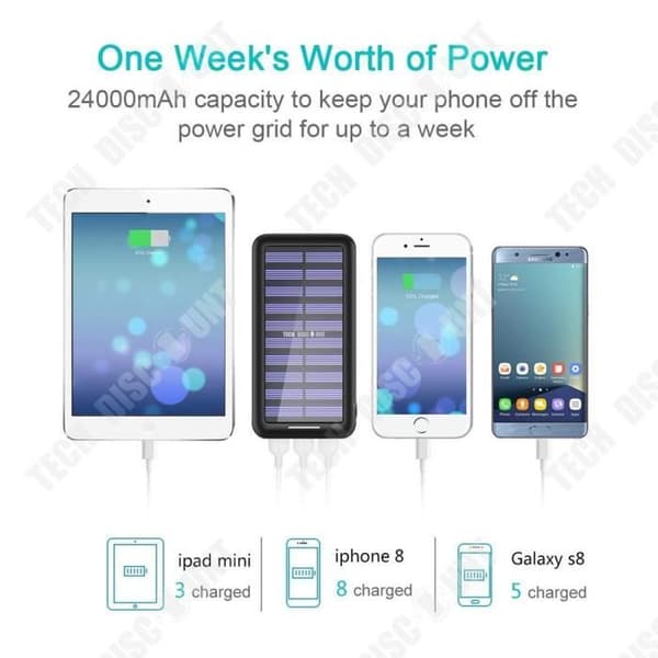 Power Bank TD® 2400mAh Solenergi Stor kapacitet