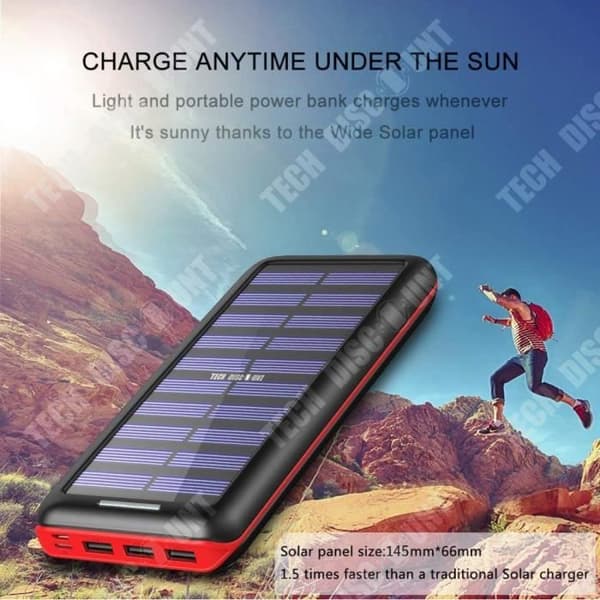 Power Bank TD® 2400mAh Solenergi Stor kapacitet