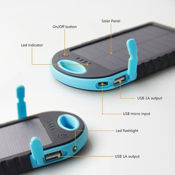 5000mAh Solar Power Bank Bärbar reservladdare Externt batteri Dubbel USB för iPhone Android MP4 PSP iPad GPS (grön)
