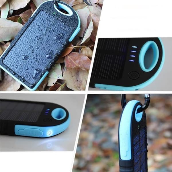 5000mAh Solar Power Bank Bärbar reservladdare Externt batteri Dubbel USB för iPhone Android MP4 PSP iPad GPS (grön)