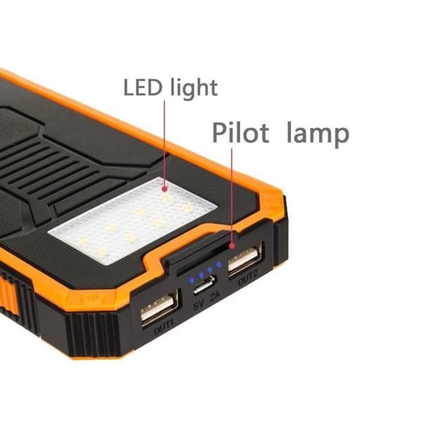 15000mAh Solar Batteriladdare Power Bank Bärbar reservladdare Vattentätt externt batteri med 8 LED Dual USB