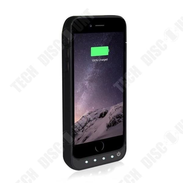 TD® Backup Battery Case 4200 mAh för iPhone 5- 5c - 5S Vit - Power Bank - LED-skärm - Ytterligare nödport Svart