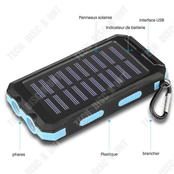 TD® 20000mAh Solar Power Bank-laddare 2-ports USB med dubbla LED-ljus Laddar bärbara batterienheter