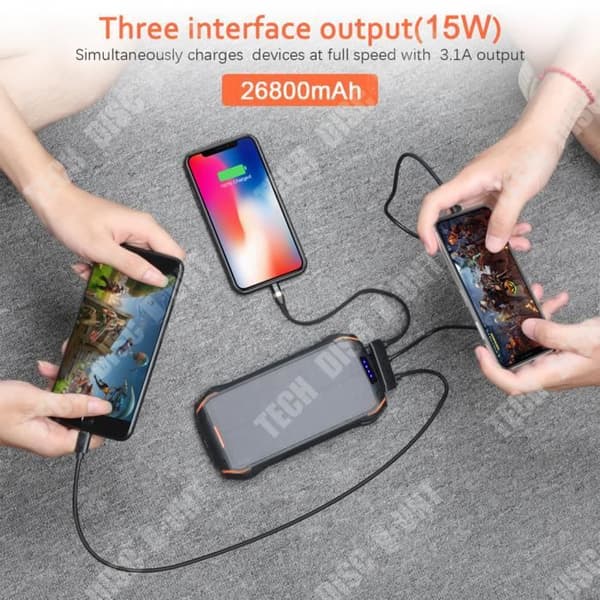 TD® Treasure Solar Trådlös Laddning Vattentät IP66 Utomhus 26800mAh Stor kapacitet 18 LED-lampor Mobil Power Bank