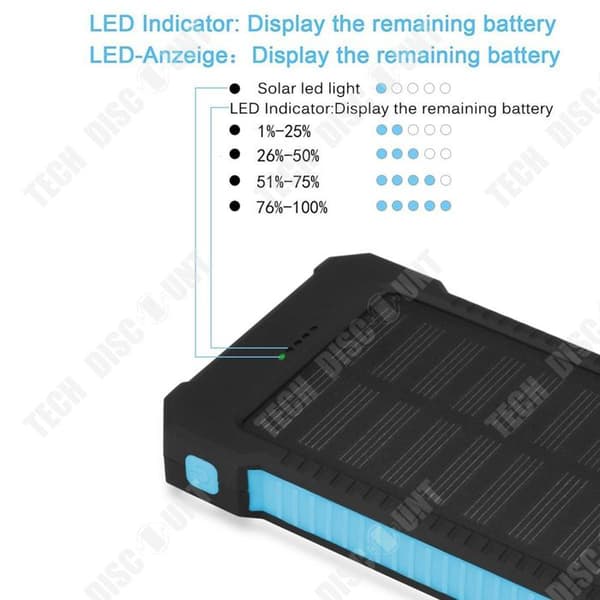 TD Solar Power Bank Td Kapacitet 12 000 Mah Cells Litiumion Polymer Batteri Solar Laddningsfunktion Usb-kontakter