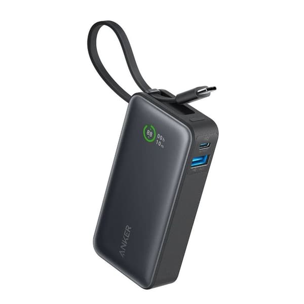 Anker Nano Powerbank - 10000 mAh med integrerad USB-C-kabel - Maximal effekt PD 30 W med 1 USB-C-port, 1 USB-A-port 134