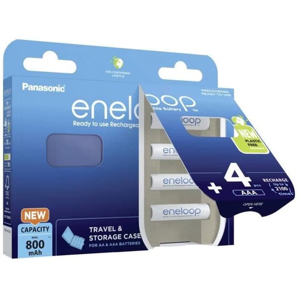 Panasonic eneloop HR03 +Box Uppladdningsbart batteri LR3 (AAA) NiMH 800 mAh 1,2 V 4 st.