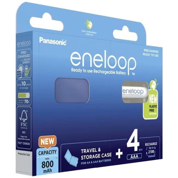 Panasonic eneloop HR03 +Box Uppladdningsbart batteri LR3 (AAA) NiMH 800 mAh 1,2 V 4 st.