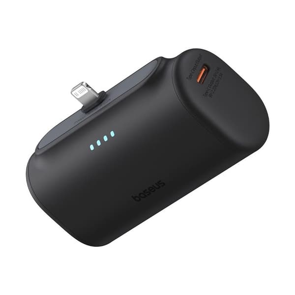 Batteribank för telefon, Lightning, 20 W, 5 000 mAh, USB-C-kabel - Baseus (P10068307413-00) - Svart