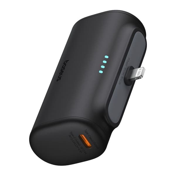 Batteribank för telefon, Lightning, 20 W, 5 000 mAh, USB-C-kabel - Baseus (P10068307413-00) - Svart