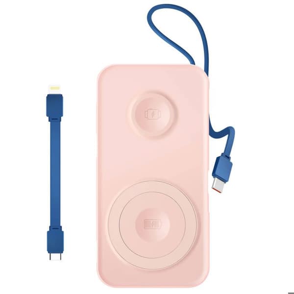 Nödladdare MagSafe 10000 mAh med Lightning- och USB C-kabel 3mk Rosa