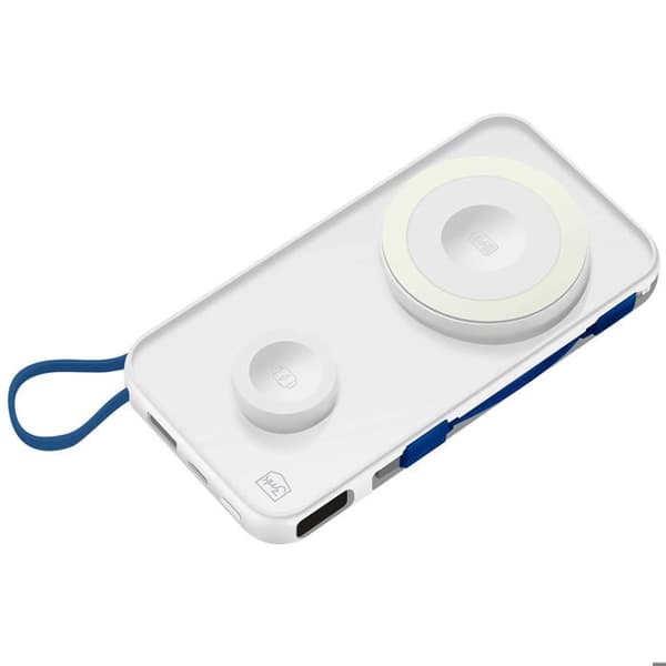 MagSafe 10000 mAh Nödladdare med Lightning- och USB C-kabel 3mk Vit