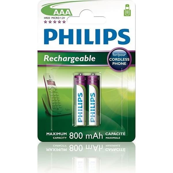Uppladdningsbart batteri Philips UPPLADDNINGSBARA BATTERIER AAA LR03 800 MAH