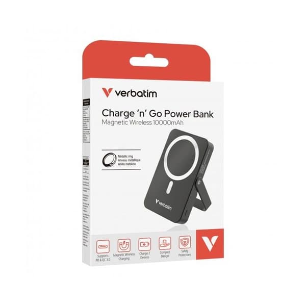 Extern Batteri - VERBATIM - Charge 'n' Go - 10 000 mAh - MagSafe - Snabb Laddning PD 22 W