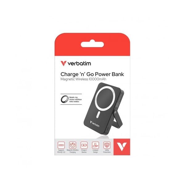 Extern Batteri - VERBATIM - Charge 'n' Go - 10 000 mAh - MagSafe - Snabb Laddning PD 22 W
