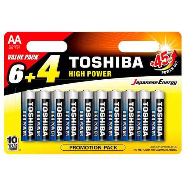 Toshiba Piles LR6 - Paket med 10 Tillbehör System HF