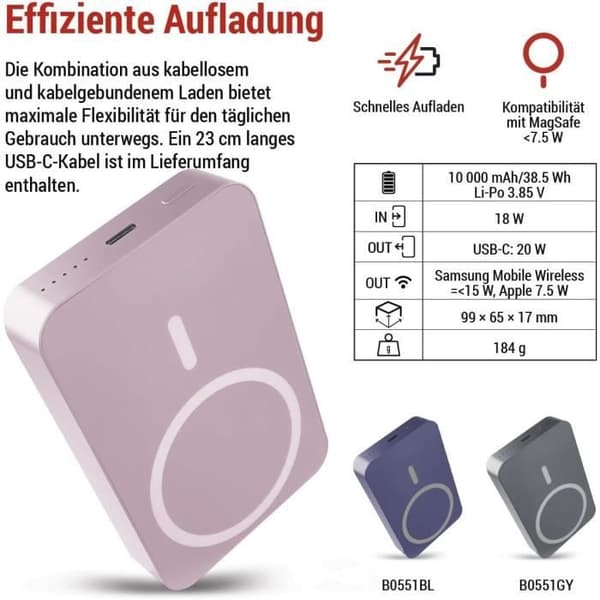 Extern batteri 10 000 mAh WI 1046 med magnet - EMOS