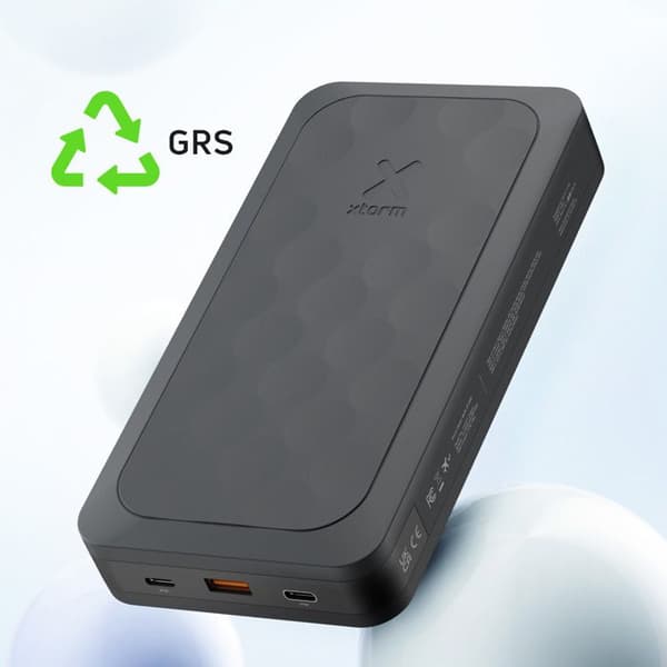 Externt batteri 45000mAh 67W 2x USB-C + USB-C LED-skärm Kompakt Xtorm Svart
