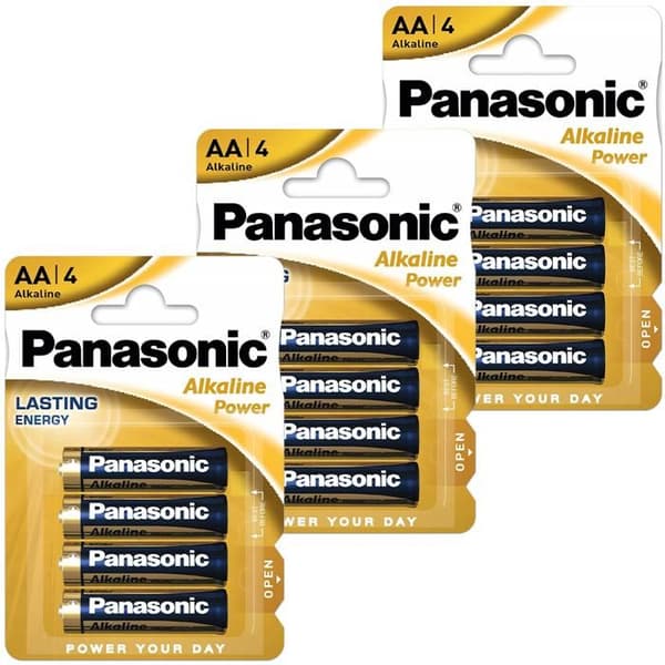 PILE ALCALINE AA LR06 PANASONIC STORA FINGRAR FJÄRRKONTROLL - 12 STYCKEN