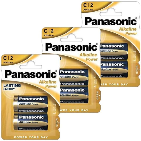 6x ORIGINALA PANASONIC POWER C LR14 R14 ALCALINE BATTERIER