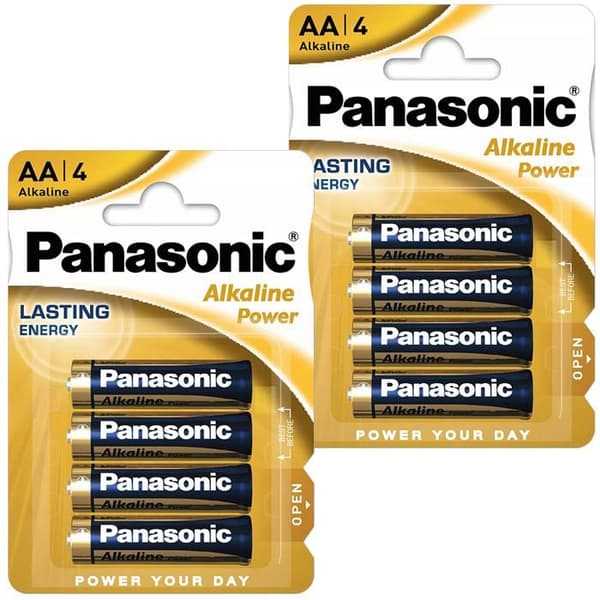 ALKALISK PILE AA LR06 PANASONIC STORA FINGRAR FJÄRRKONTROLL - 8 STK