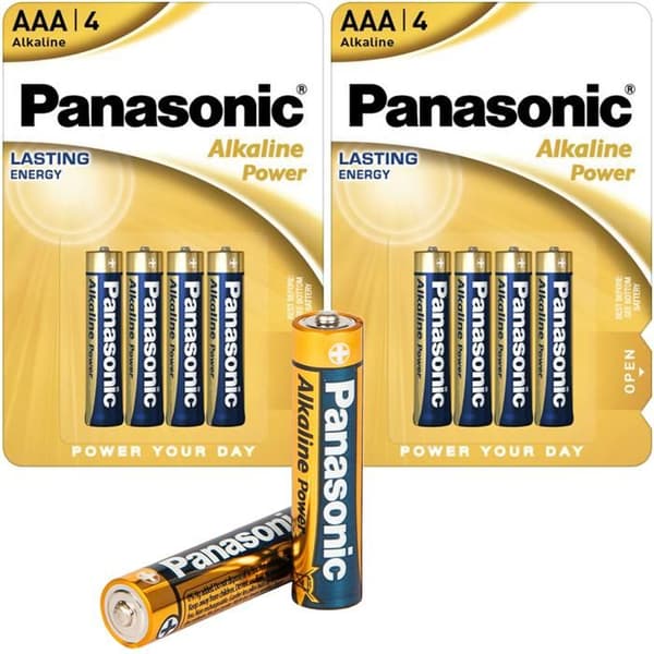 PANASONIC ALCALINA LR-3 AAA ALCALISKA BATTERIER 8 BITAR