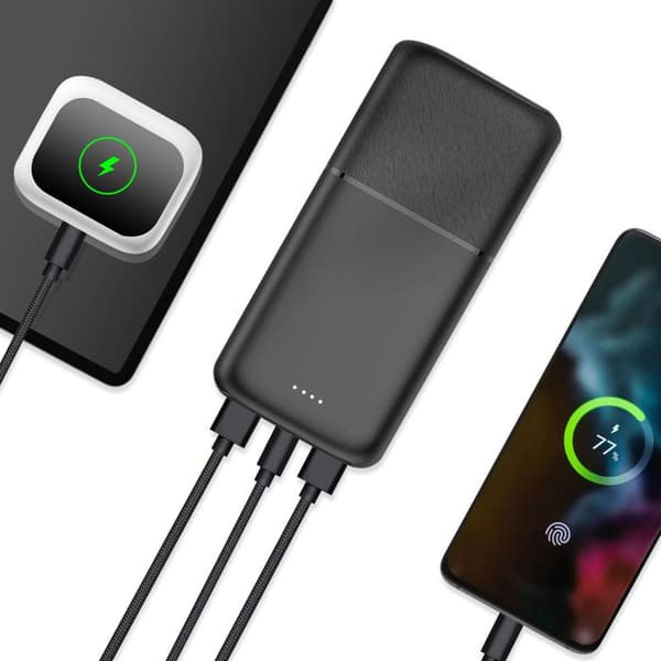 Bärbar Batteri 30000 mAh 2x USB-portar och 1x USB-C 18W Kompakt Akashi Svart