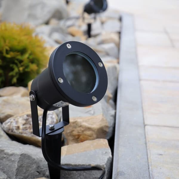 LED-trädgårdslampa GU10 IP65 VATTENTÄT Svart med kabel
