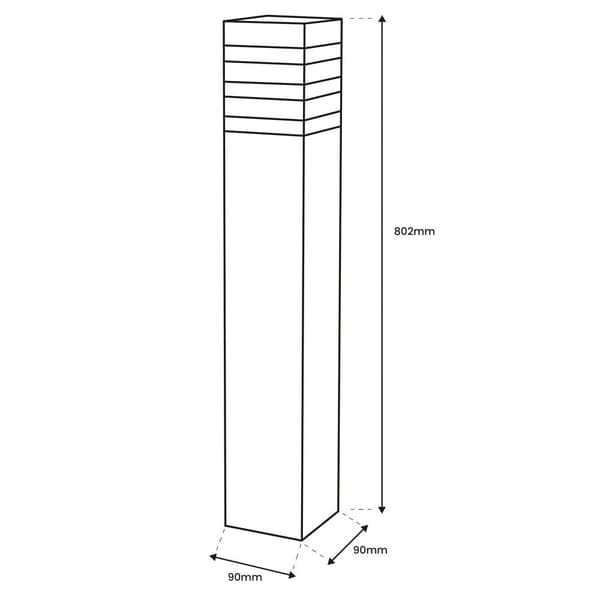 Trädgårdslykta utomhus stående E27 LED svart fyrkantig 80cm