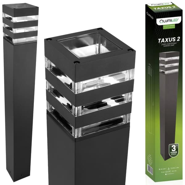 Trädgårdslykta utomhus stående E27 LED svart fyrkantig 80cm