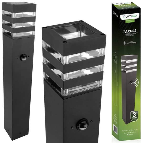 Trädgårdslampa utomhus stående stolpe E27 LED rörelsesensor TAXUS 2 60cm