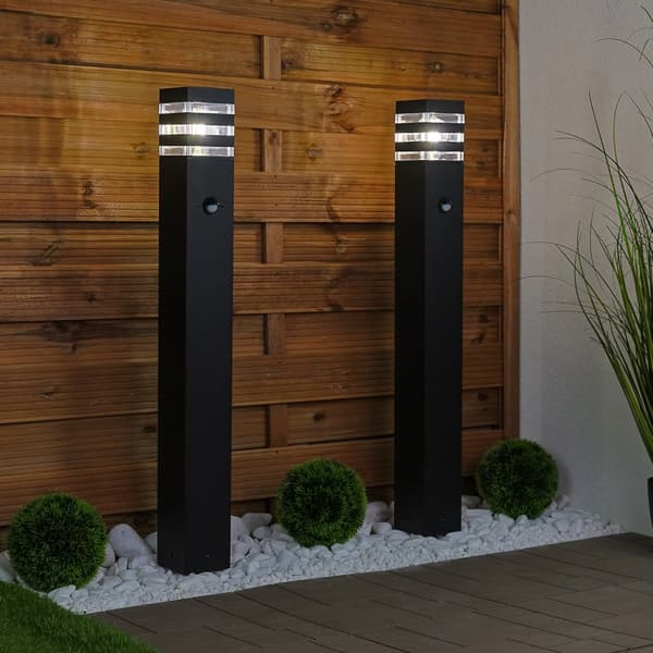 Puutarhavalaisin ulkotiloihin, seisova, E27 LED, liiketunnistin, TAXUS 2, 80 cm