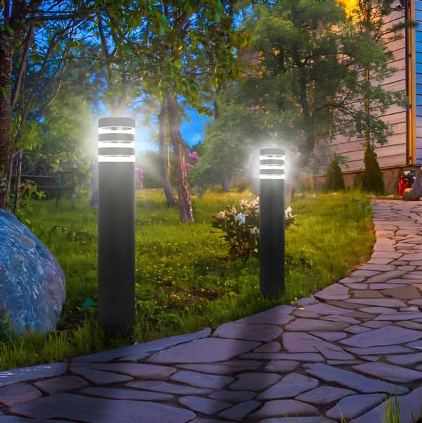 Puutarhavalaisinpylväs, pyöreä, ulkokäyttöön, E27 LED, RINGO, 60 cm